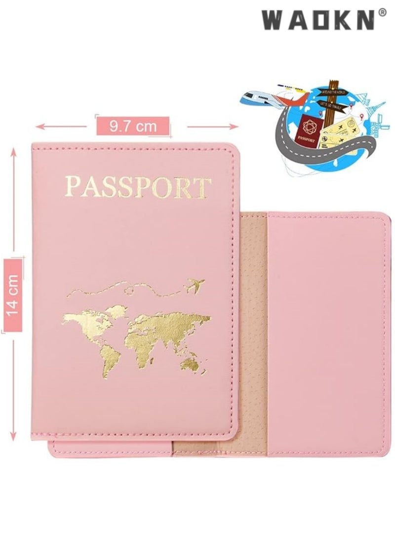 WAOKN 2 Set Passport Wallets Travel Holder and Luggage Tags Passport Covers Travel Luggage Tags Suitcase Tag for Couples Wedding Bridal Shower Gift,Luggage Tags,PU Leather Personalized Suitcase Tag Set, Travel Tags with Name ID Card and Sturdy Buckle Straps, Suitcases Identifier ID Labels,Travel Essentials Bundle: 2 Luggage Tags & 2 Airplane Passport Covers - Securely Organize & Protect Your Travel Documents & Luggage with Stylish & Practical Tags & Holders - Image 2